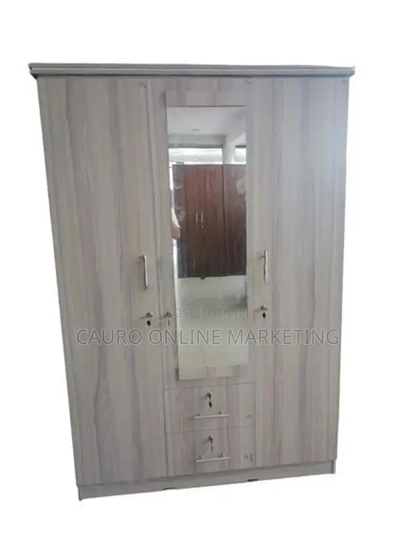 New Melamine White / Ash Colour 3 Door Cupboard Wardrobe