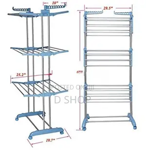 Three Layer + Cloth Rack - Fold-able Large 6" ft 50 Kg