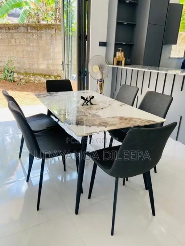 Granite Dining Table with Cushion Chairs