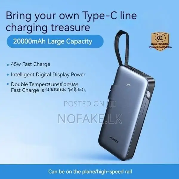 UGREEN 45W 20000mAh In Built Type C Cable Safe Charging Power Bank