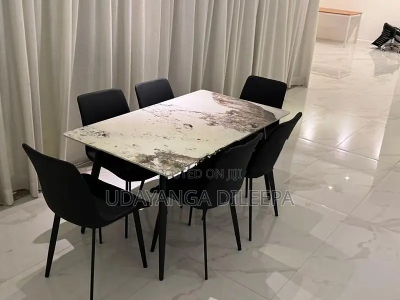 Granite Dining Table with Cushion Chairs