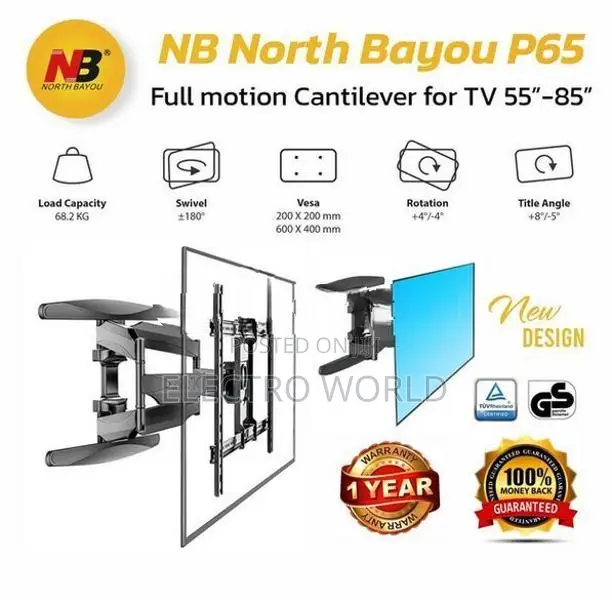 TV Full Motion Large and Heavy-Duty Wall Mount For 55”-85” inches