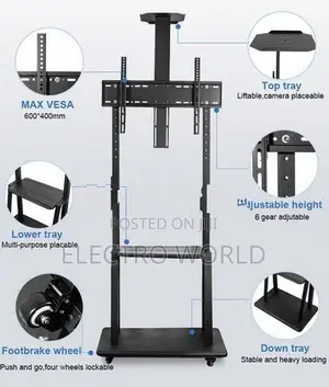 Smart Tv Portable 32"-75" Movable Rolling Stand