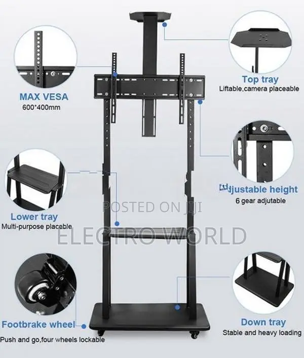 Smart Tv Portable 32"-75" Movable Rolling Stand