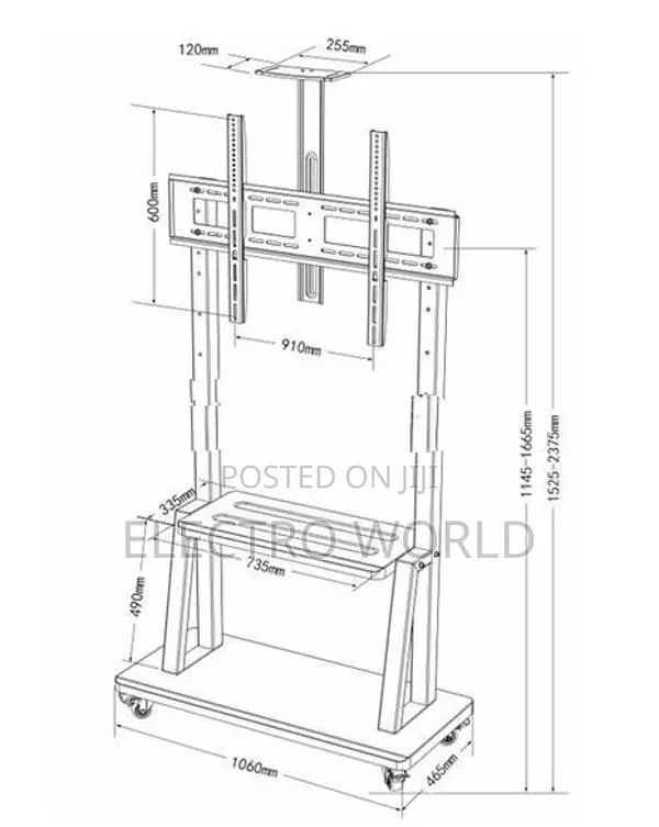 Smart Board Heavy Duty 42"-100" Rolling Stand