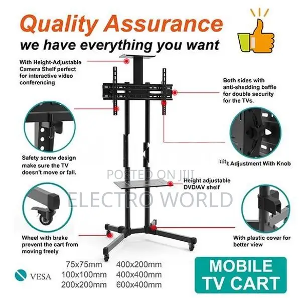 Smart Tv Mobile Cart Movable 26"-65" Rolling Stand