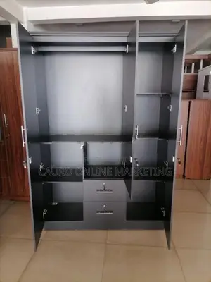New Melamine Black Colour 3 Door Cupboard 6*4 Wardrobe