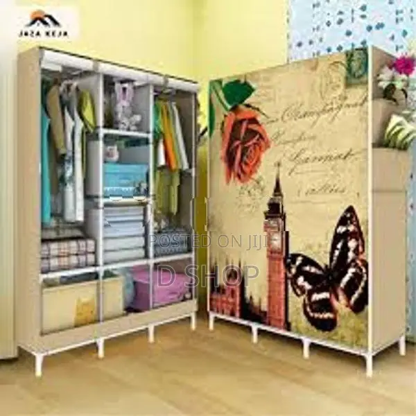 3 Roll-over Doors Cloth Storage - Wardrobe Cupboard- D8 Printed