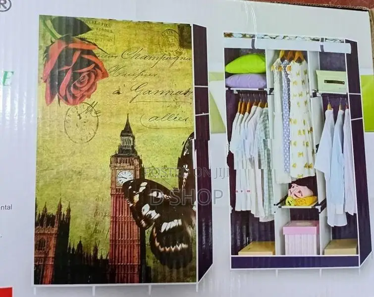 3 Roll-over Doors Cloth Storage - Wardrobe Cupboard- D8 Printed