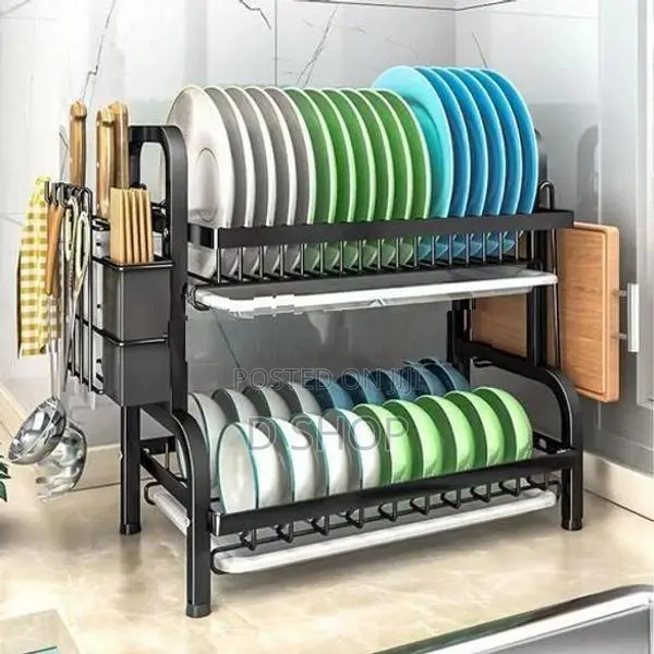 2 Tier Plate Rack Dish Drainer Holder