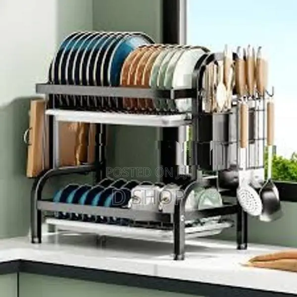2 Tier Plate Rack Dish Drainer Holder