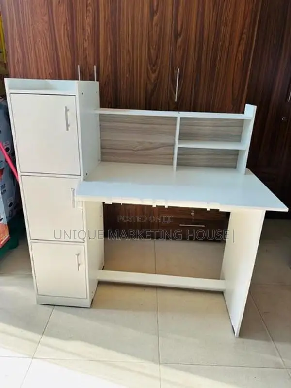 Modern Side 3 Cupbored Smart White Study Table