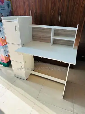 Modern Side 3 Cupbored Smart White Study Table