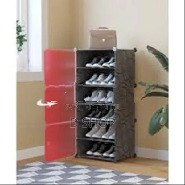 Foldable Shoe Rack | 6 Layer Plastic Shoes with 3 Door Cover