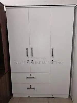 New Melamine White Colour 3 Door Large Locked Cupboard Wardrobe
