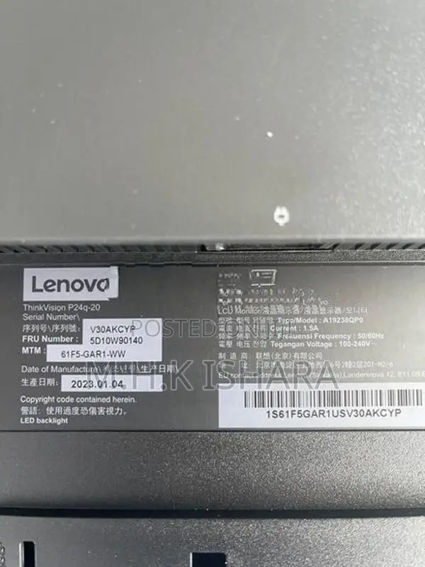 ThinkVision P24q-20 24’inch QHD 2K 1440p IPS Frameless monitor