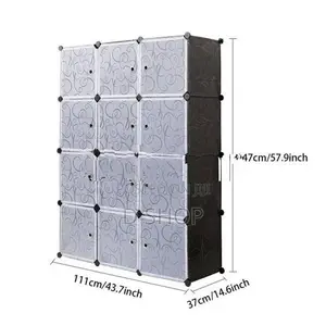 DIY- 12 Cubes Storage - Wardrobe Cupboard Metal Frame,Plastic connecto