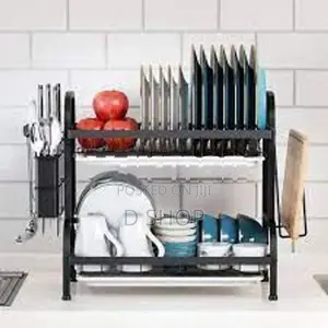 2 Tier Kitchen Plate Rack Dish Drainer Holder