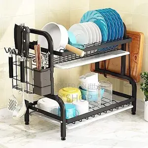 2 Tier Kitchen Plate Rack Dish Drainer Holder