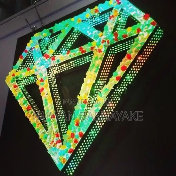 Gem Neon Led sign Diamond Gold backlit
