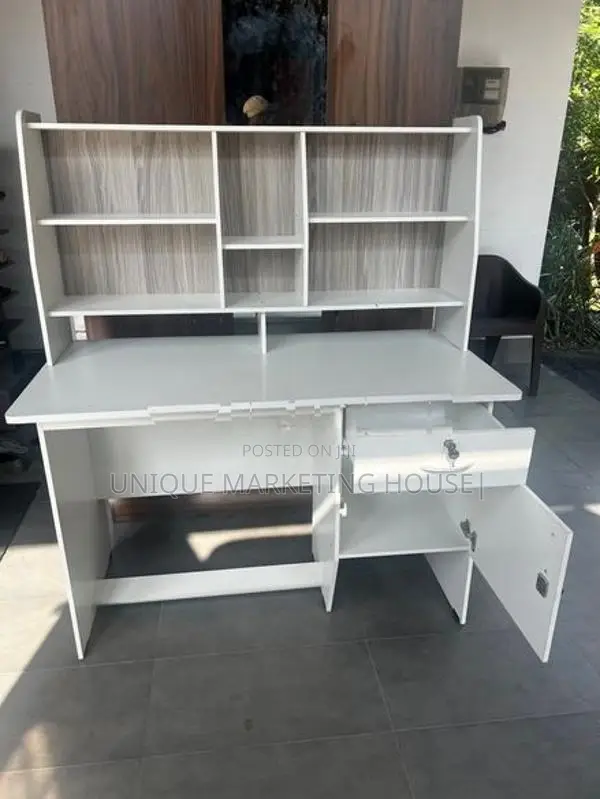 Modern 4x2 White Melamine Hi-Rk Study Table