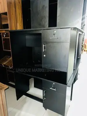 Modern Melamine 4x2 Blk Office Table with W/hole