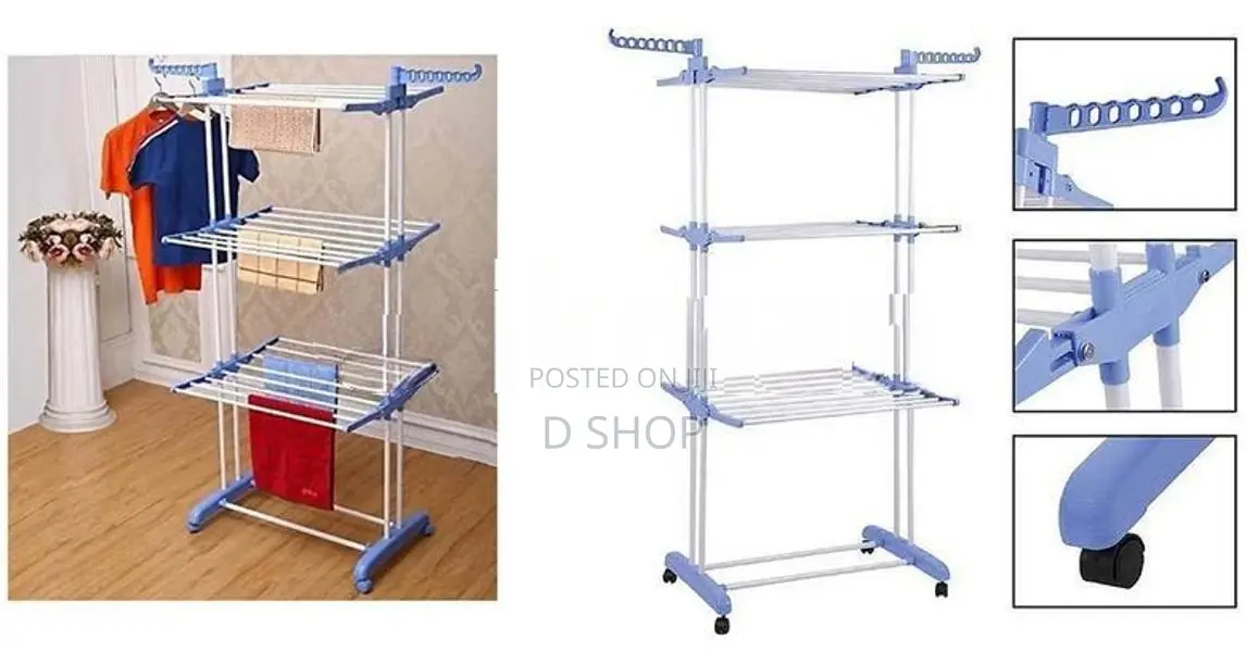 Three Layer Cloth Rack - Fold-able Large 6 ft