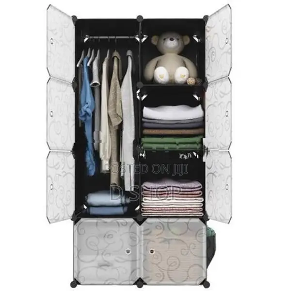 DIY 8 Doors Cubes Storage Cupboard - White Door- Body Blue Colour
