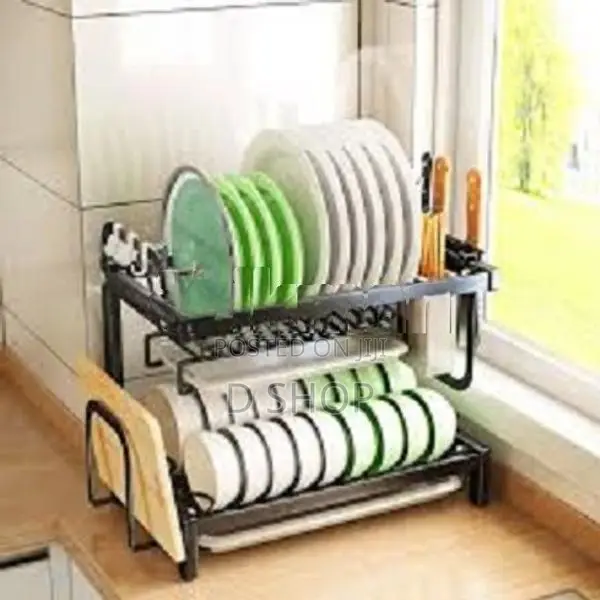 2 Tier Plate & Bowl Rack - Dish Drainer Holder