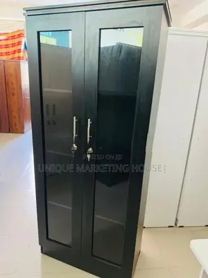 MODERN 6FT MELAMINE GLASS DISPLAY CUPBOARDS