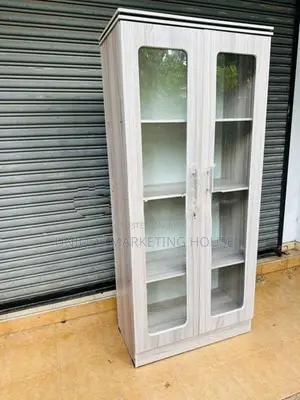 MODERN 6FT MELAMINE GLASS DISPLAY CUPBOARDS