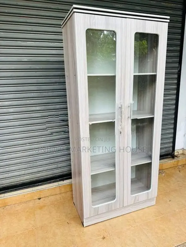 MODERN 6FT MELAMINE GLASS DISPLAY CUPBOARDS