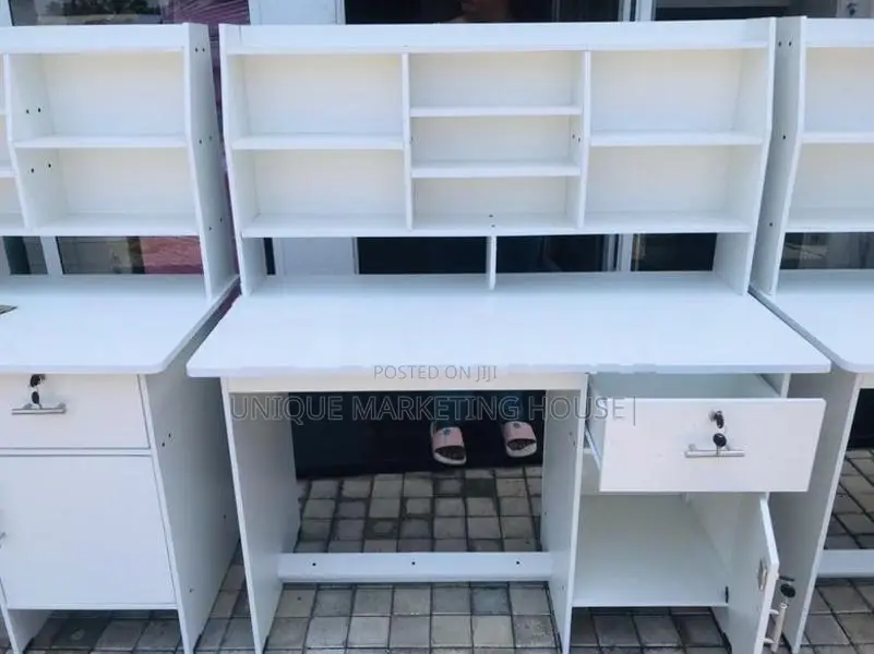 MODERN 4x2 HI-RACK FULL WHITE STUDY TABLE