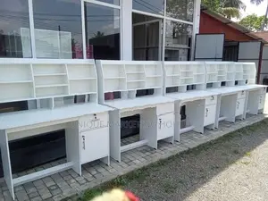 MODERN 4x2 HI-RACK FULL WHITE STUDY TABLE