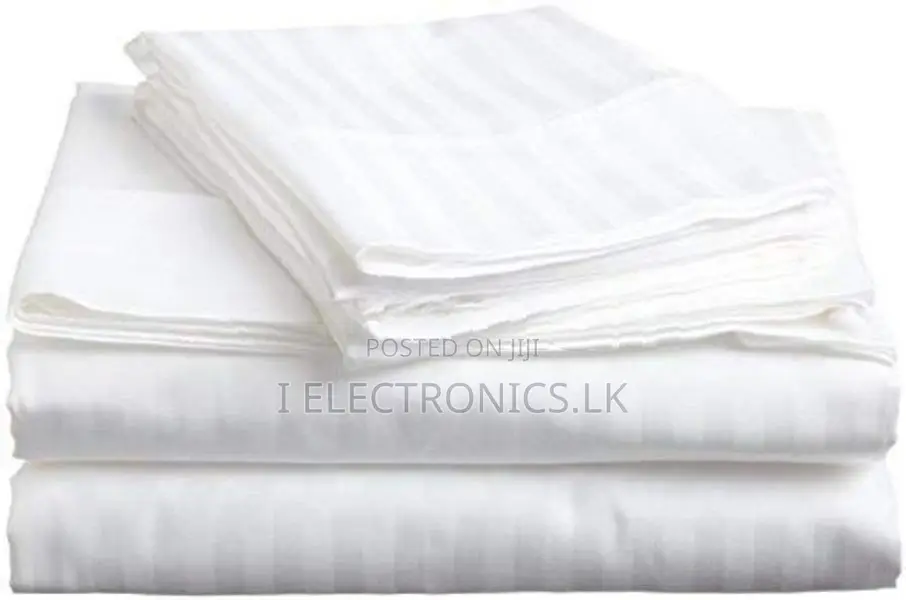 Striped-White King Size Bed Sheets Set