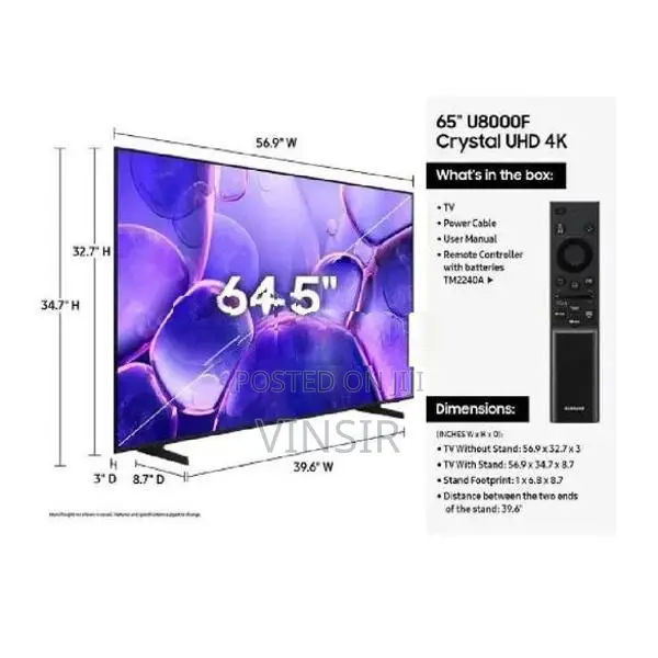 Samsung (U8000F) 65″ Crystal UHD 4K Smart TV