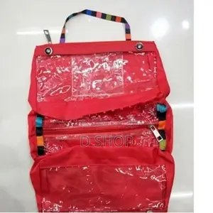 Travel Cosmetics Red Bag Cosmetic Organizer Foldable