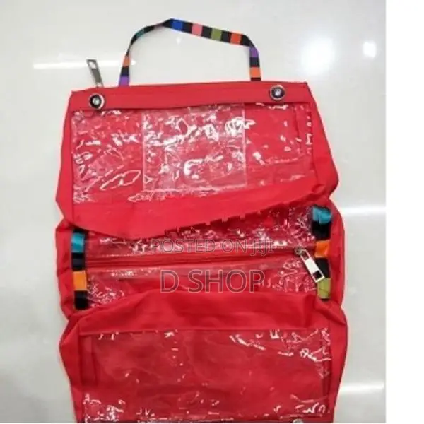 Travel Cosmetics Red Bag Cosmetic Organizer Foldable
