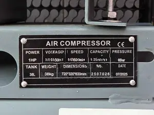 VBW (by MEN) 38L 1HP Air compressor belt driven