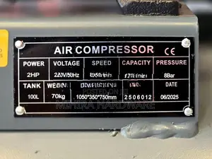 100 Liters Double Piston Head 8 Bar VBW by Men Air Compressor 2 HP