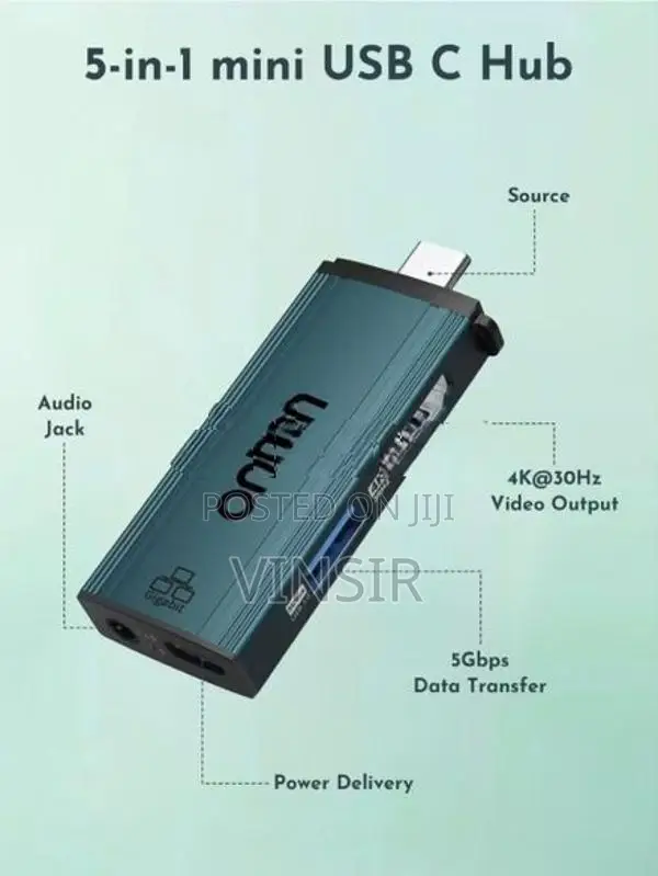 Onten 5-in-1 USB-C Mini Dock (HDMI + USB3.0 PD100W 3.5mm Audio