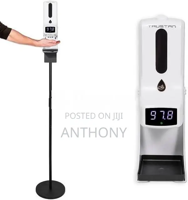 sanitizer dispenser and thermometer with stand