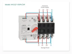 CSQ 100A 4 Pole 3 Phase ATS Automatic Transfer Switch Change Over Sola