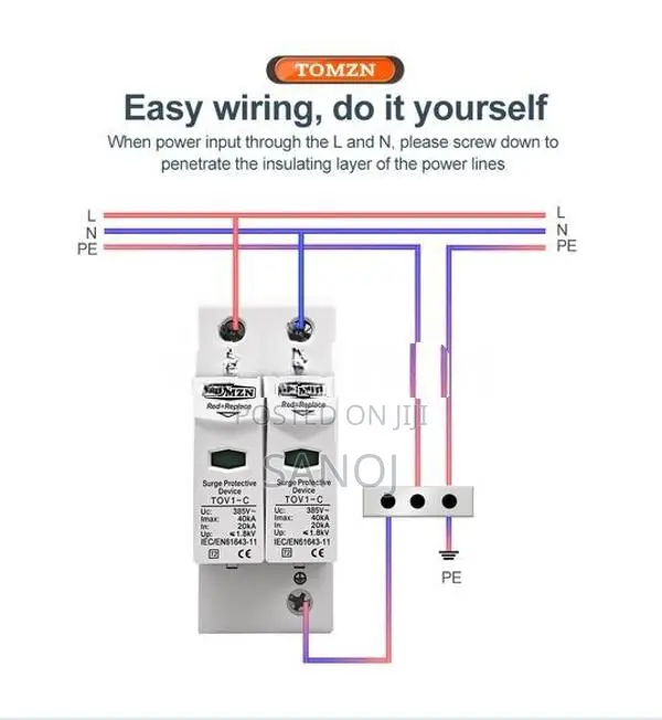 TOMZN AC SPD 20ka-40ka Solar Surge Protective Device Lightning Protect