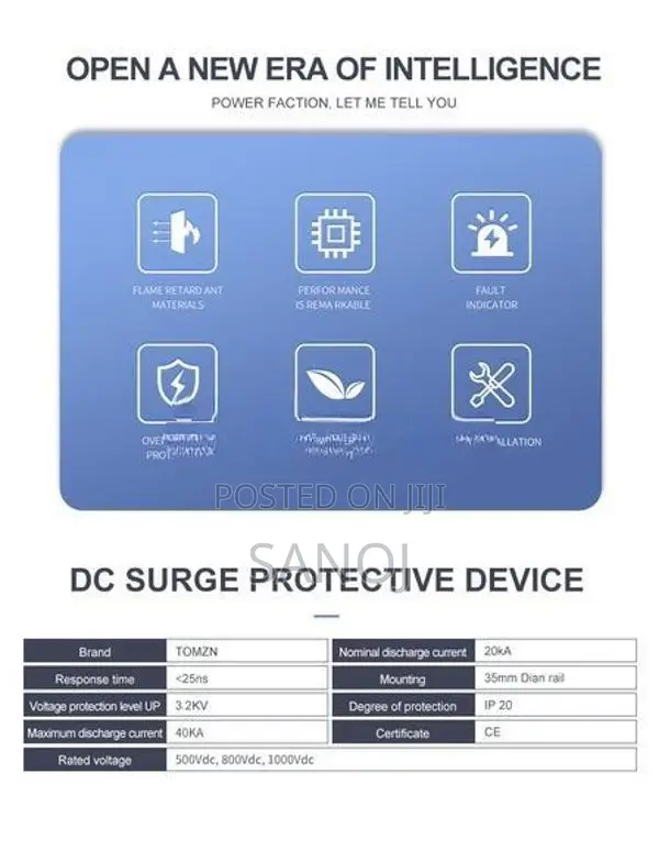 TOMZN 600V DC SPD Surge Protective Device Lightning for Solar