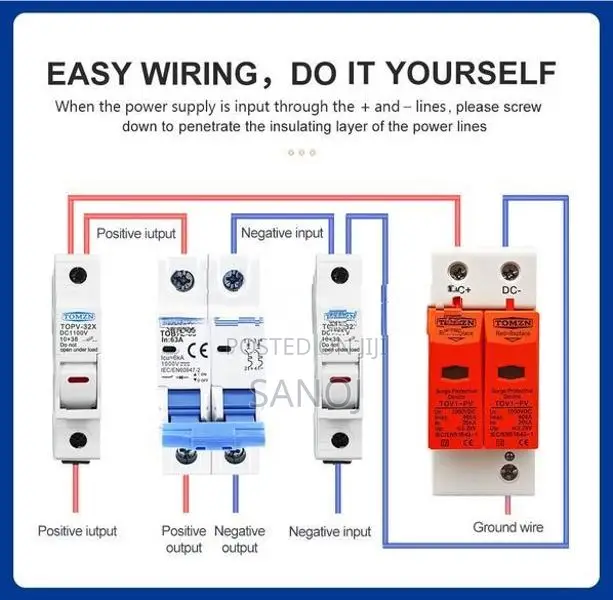 TOMZN 40A DC MCB Miniature Circuit Breaker Solar Panel Isolator