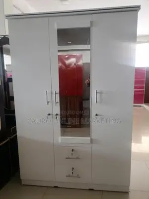 New Melamine 3 Door White Colour Cupboard 6*4 Ft Wardrobe