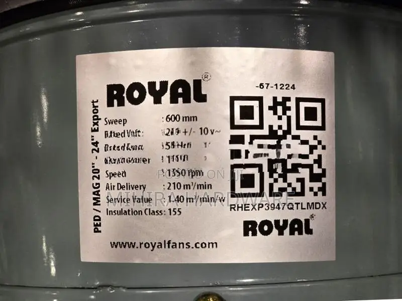 Royal Super Pakistan made 24" blade 150 Watts Industrial stand fan