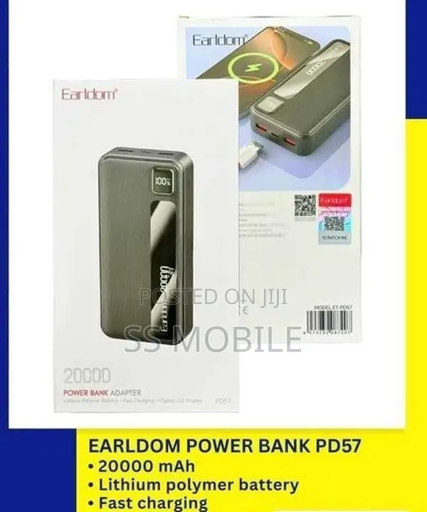 Earldom PD57 20000mAh Power Bank with Digital Display