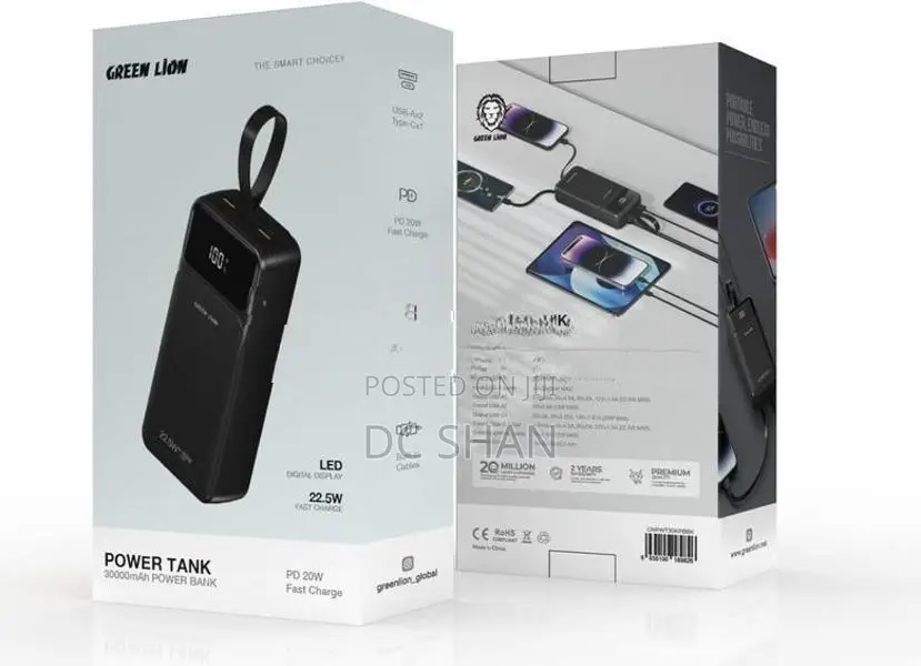 Green Lion Power Tank 30000mAh Bank – Black
